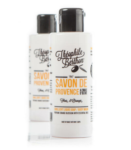 Savon de Provence shower gel. 80% olive oil. Orange blossom.