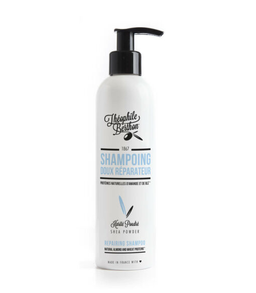 Gentle repairing shampoo. Enriched with natural proteins. Shea fragrance.
